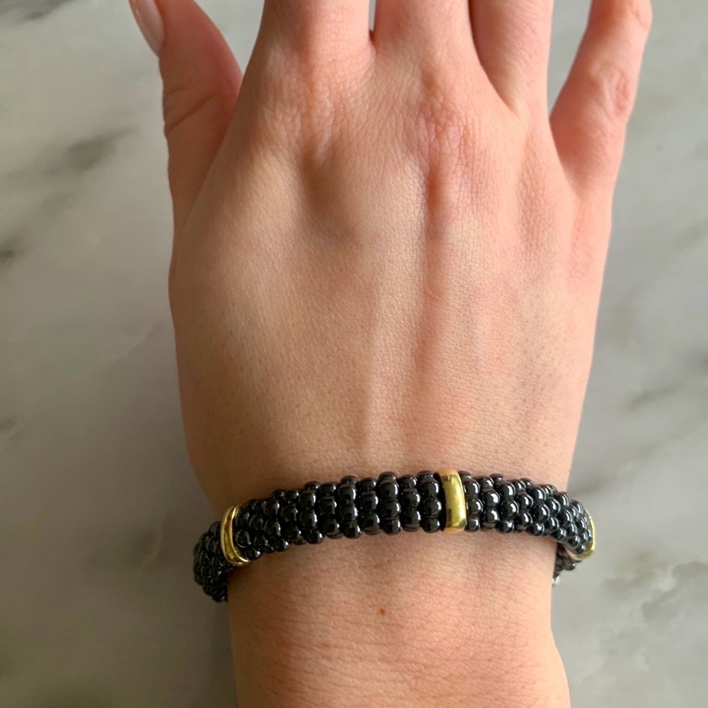 SOLD! Lagos Black/Gold Caviar Beaded Bracelet